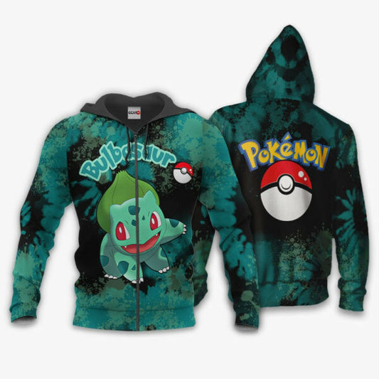 Bulbasaur Anime Pokemon Manga Tie Dye Style 1k728 Fan Gift Stylist Unisex Cartoon Graphic Outfits Aop 3d Hoodie, Zip Hoodie 1111 Moonbestprint