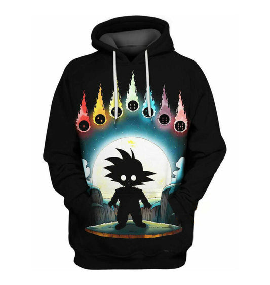 Kid Goku Multicolor 7 Dragon Balls Black Hoodie Goku 3d Hoodie Zip Hoodie Moonbestprint