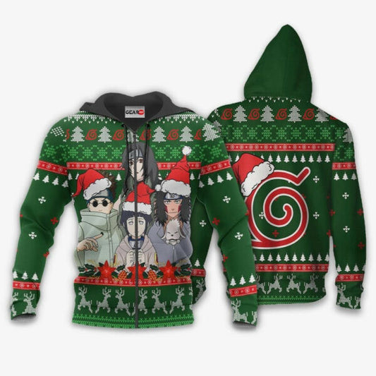 Konoha Team Ugly Christmas Naruto Anime 1k423 Fan Gift Stylist Unisex Cartoon Graphic Outfits Aop 3d Hoodie, Zip Hoodie 460 Moonbestprint