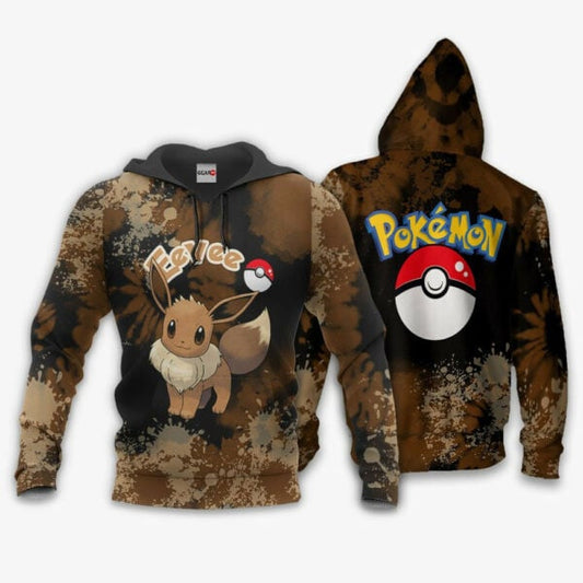 Eevee Anime Pokemon Manga Tie Dye Style 1k747 Fan Gift Stylist Unisex Cartoon Graphic Outfits Aop 3d Hoodie, Zip Hoodie 764 Moonbestprint