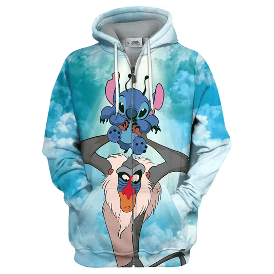 Rafiki And Stitch Cute Lover 3d Hoodie Zip Hoodie 18 Moonbestprint