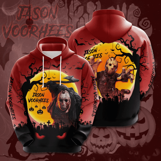 Halloween Hoodie Horror Hoodie Jason Voorhees And Friday The 13th Red 3d Hoodie Zip Hoodie Moonbestprint