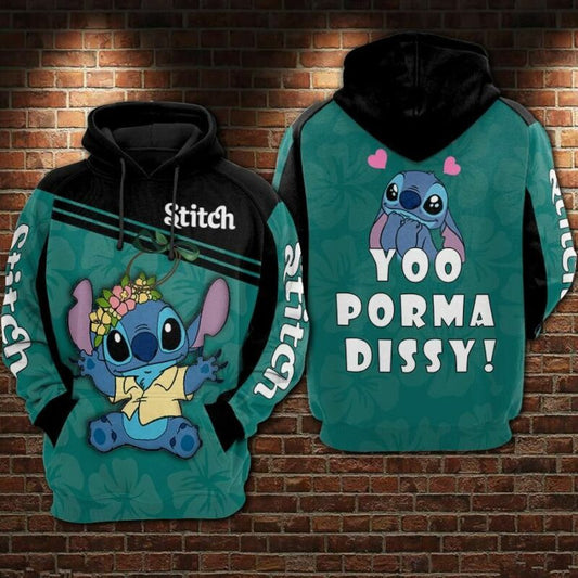 Stitch Cartoon Lilo And Stitch Yoo Porma Dissy Over Print 3d Hoodie Zip Hoodie Moonbestprint