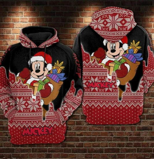 Mickey Mouse Merry Christmas Movies Disney Over Print 3d Hoodie Moonbestprint