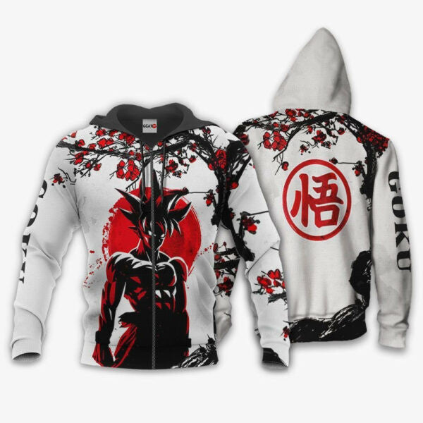 Goku Japan Cherry Blossoms Dragon Ball Z Anime 1k271 Fan Gift Stylist Unisex Cartoon Graphic Outfits Aop 3d Hoodie, Zip Hoodie 461 Moonbestprint