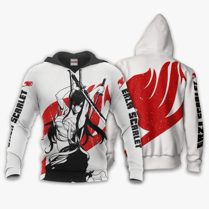 Erza Scarlet Anime Manga Fairy Tail Silhouette For Men And Women 3d Hoodie Zip Hoodie Moonbestprint