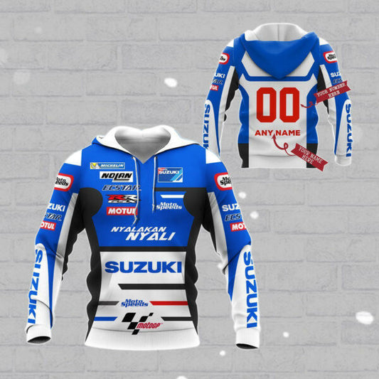 Custom Name Number Suzuki Racing Shirt Fan Gift 418, Stylist Unisex 3d Hoodie Zip Hoodie 368 Moonbestprint