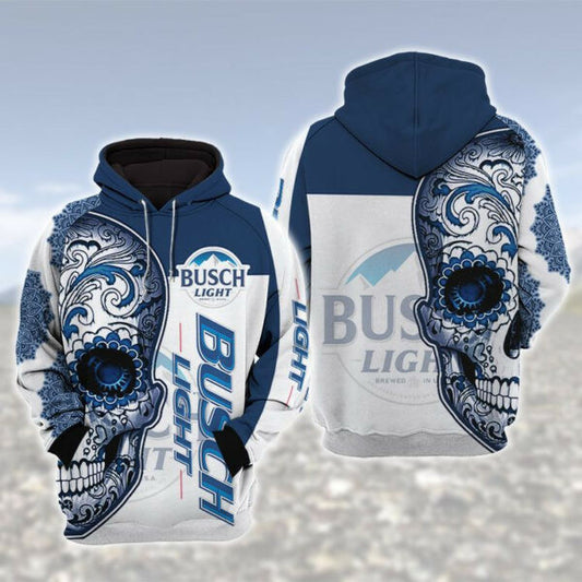 Busch Light Sugar Skull 3d All Over Print T Shirt Hoodie 528 Moonbestprint
