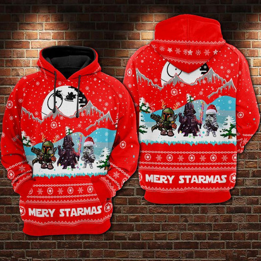 Star Wars Merry Christmas Over Print 3d Hoodie Zip Hoodie Moonbestprint