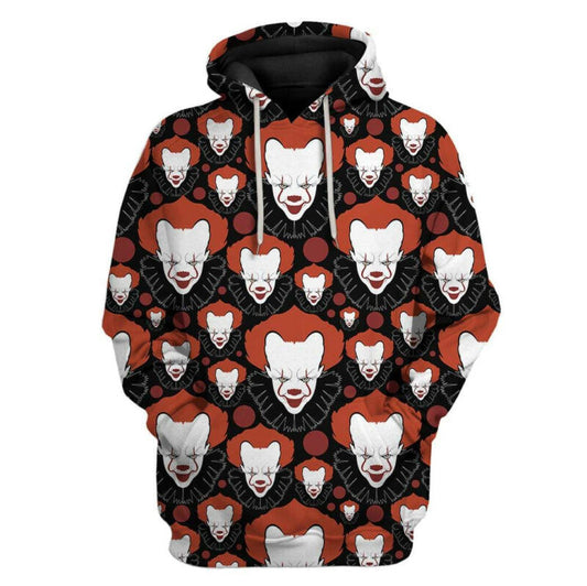 Halloween Hoodie Pennywise Face Pattern Black 3d Hoodie Zip Hoodie Moonbestprint