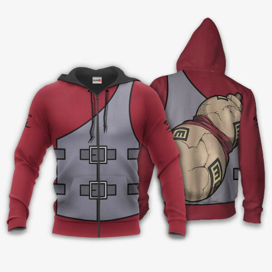 Gaara Uniform Costume Naruto Anime 3k232 Fan Gift Stylist Unisex Cartoon 3d Hoodie Zip Hoodie 636 Moonbestprint