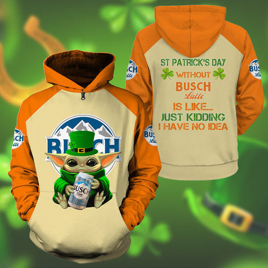 Yoda Busch Latte St Patrick Day Hoodie, Gift For Fan 3d All Over Print Shirt Hoodie 2008 Moonbestprint