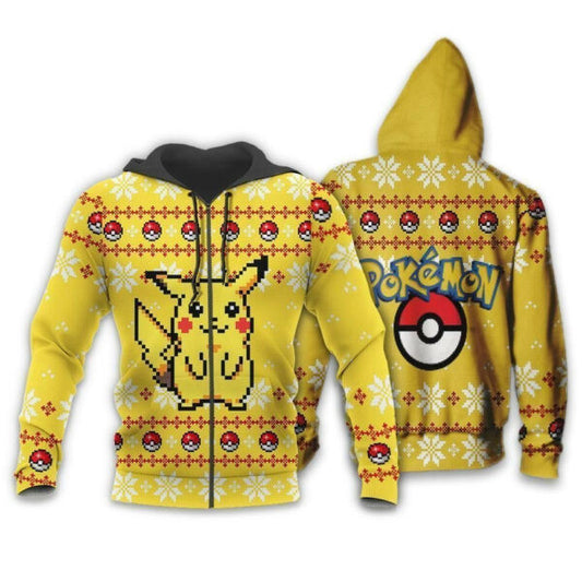 Pikachu Anime Pokemon Manga Ugly Christmas Sweater 1k802 Fan Gift Stylist Unisex Cartoon Graphic Outfits Aop 3d Hoodie Zip Hoodie 2111 Moonbestprint