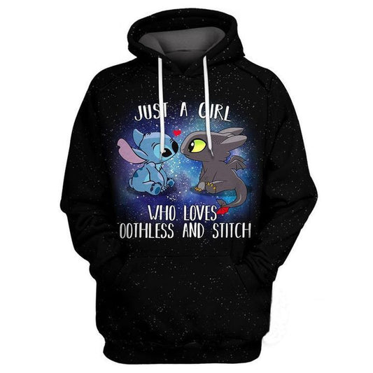 Loves Toothless And Stitch Over Print 3d Hoodie Moonbestprint