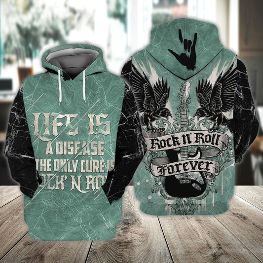 Rock N Roll Forever Life Is A Disease The Only Cure Is Rock N Roll For Men And Women 3d Hoodie Zip Hoodie Moonbestprint