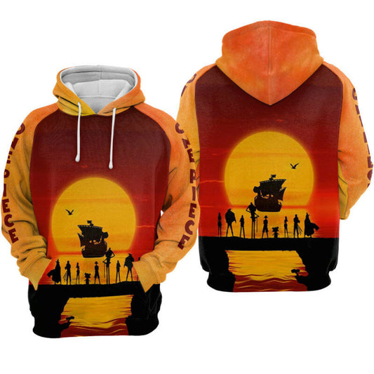One Piece Sunset Hoodie Zip Hoodie Moonbestprint