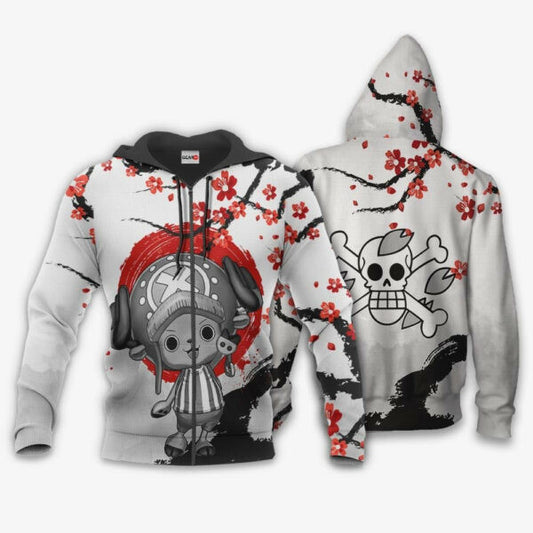Red Tony Chopper Japan Cherry Blossoms One Piece Anime 1k676 Fan Gift Stylist Unisex Cartoon Graphic Outfits Aop 3d Hoodie, Zip Hoodie 2776 Moonbestprint