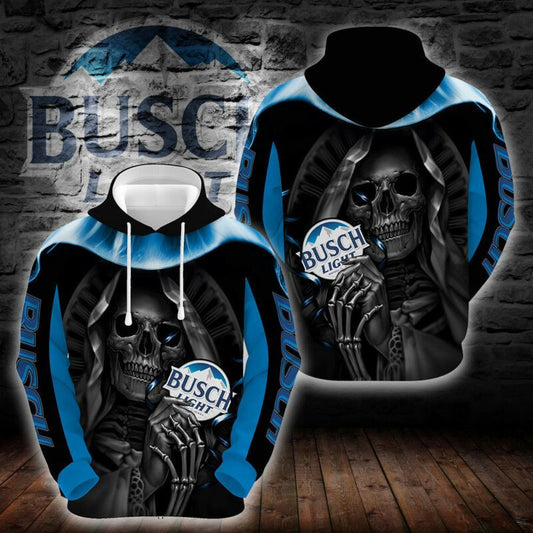Skull Busch Light Hoodie 3d Moonbestprint