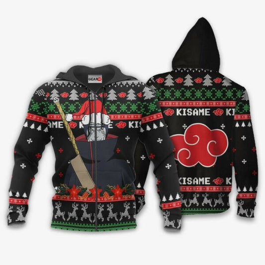 Akatsuki Kisame Christmas Naruto Anime 1k431 Fan Gift Stylist Unisex Cartoon Graphic Outfits Aop 3d Hoodie, Zip Hoodie 1734 Moonbestprint