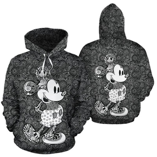 Mickey Pattern White Black Over Print 3d Hoodie Zip Hoodie Moonbestprint