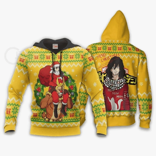 Shota Aizawa And All Might Ugly Christmas Mha Anime Manga For Men And Women 3d Hoodie Zip Hoodie Moonbestprint