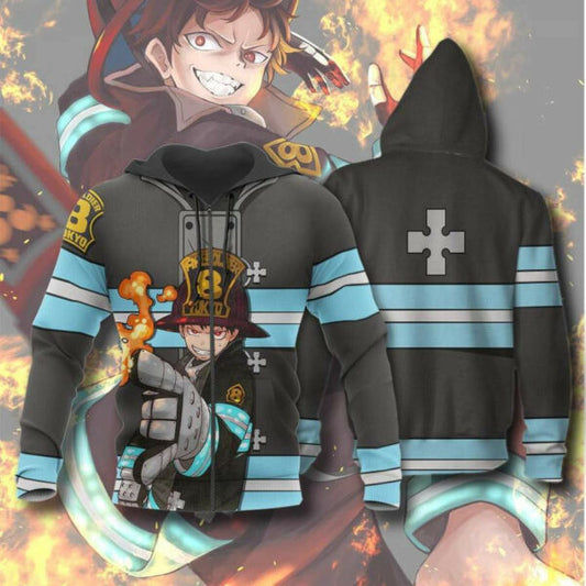 Shinra Kusakabe Fire Force Anime 2k959 Fan Gift Stylist Unisex Cartoon 3d Hoodie Zip Hoodie 2787 Moonbestprint
