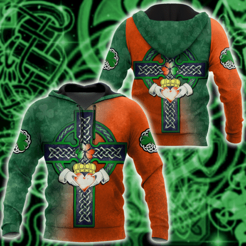 Irish St.patrick Irish Celtic Cross Hold Hear 2k534 Lover Gift,patrick?s Day All Over Print 3d Hoodie 208 Moonbestprint