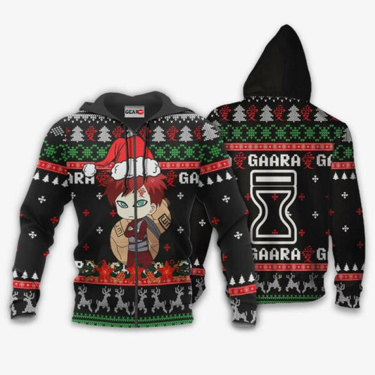 Cute Gaara Christmas Naruto Anime 1k429 Fan Gift Stylist Unisex Cartoon Graphic Outfits Aop 3d Hoodie, Zip Hoodie 1278 Moonbestprint