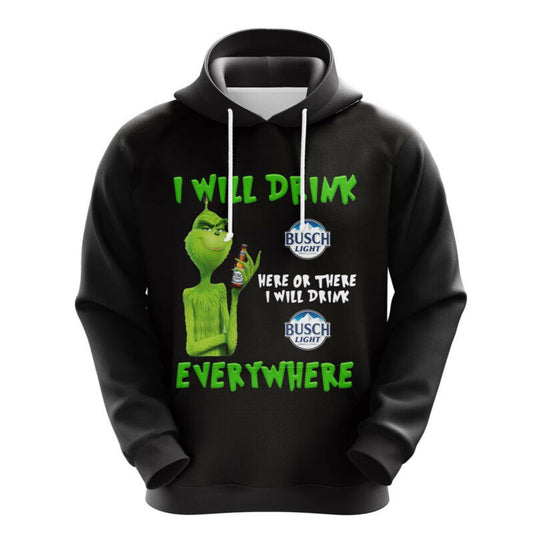 Grinch Drunk Busch Beer Christmas Cute Noel Mc Ugly Hoodie 3d Moonbestprint