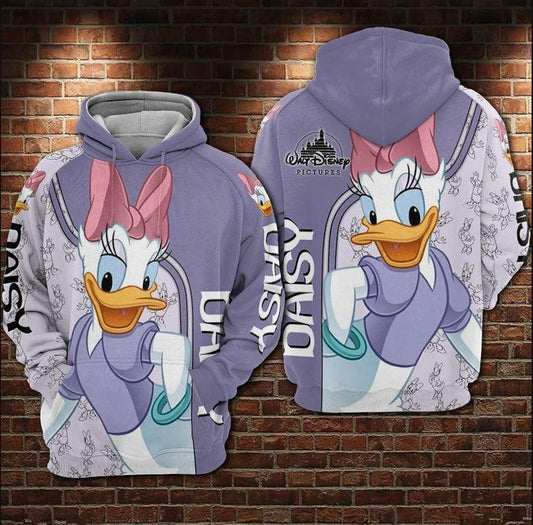 Daisy Duck Disney Fan Gift, Cute Daisy Duck All Over Print Hoodie Moonbestprint