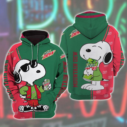 Mountain Dew Fan Gift, Snoopy The Peanuts Mountain Dew All Over Print Hoodie, Zip Hoodie 433 Moonbestprint