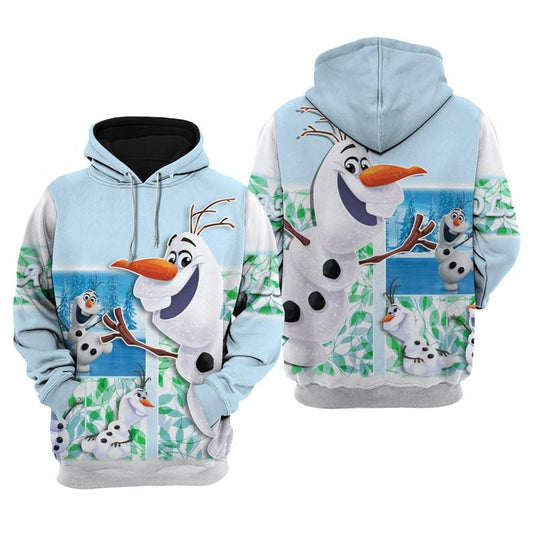 Disney Cartoon Fan Gift, Funny Olaf Frozen All Over Print Hoodie, Zip Hoodie Moonbestprint