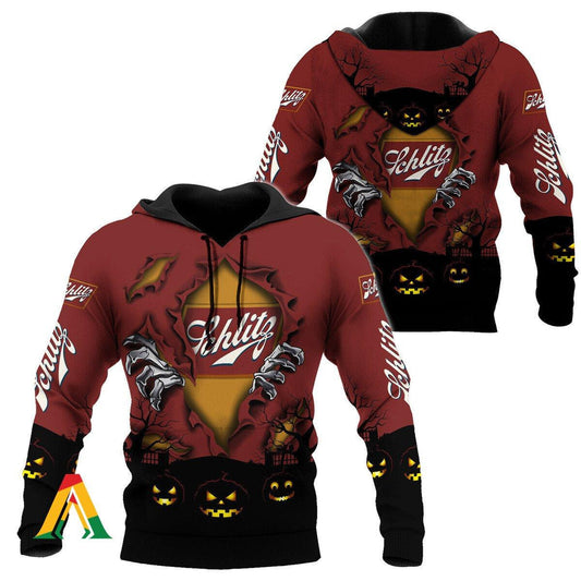 Scary Night Halloween Schlitz Beer Hoodie &amp; Zip Hoodie Moonbestprint