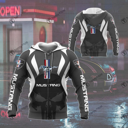 Punisher Ford Mustang Luxury Car 8k192 Fan Gift 3d Zip Hoodie Hoodie Ii0 Moonbestprint