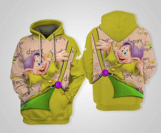 Green Dopey Dwarf Disney Fan Gift, Snow White And The Seven Dwarfs All Over Print Hoodie, Zip Hoodie Moonbestprint