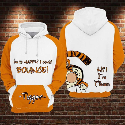 Winnie The Pooh Disney, Tigger Disney Im So Happy I Could Bounce Aop Hoodie Moonbestprint