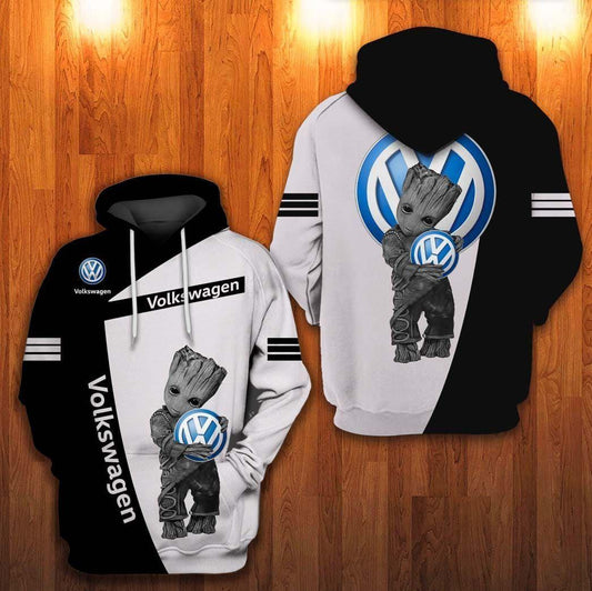 Groot With Volkswagen, Volkswagen Logo All Over Print Hoodie 506 Moonbestprint