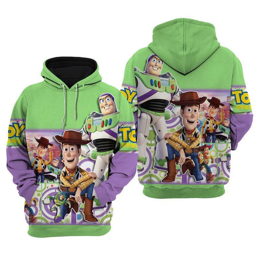 Disney Toy Story Green And Purple, Woody And Buzz Toy Story All Over Print Hoodie, Zip Hoodie Moonbestprint