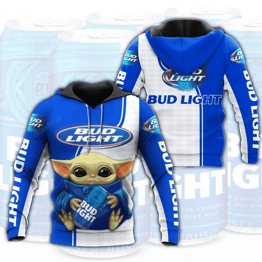 Baby Yoda Bud Light Aop Hoodie Moonbestprint