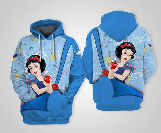 Disney Cartoon Fan Gift, Snow White Princess Disney, Cute Snow White All Over Print Hoodie, Zip Hoodie Moonbestprint
