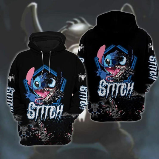Disney Stitch Fan Gift, Venom Fan Gift, Stitch Venom All Over Print Hoodie Moonbestprint