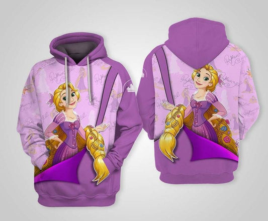 Disney Cartoon Fan Gift, Disney Princess Tangled Rapunzel All Over Print Hoodie, Zip Hoodie Moonbestprint