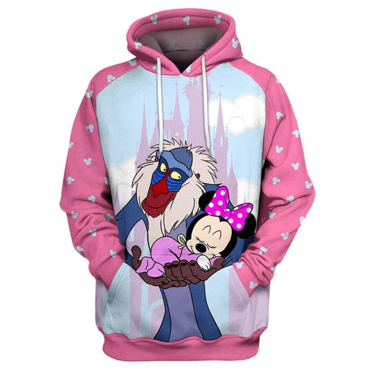 Rafiki The Lion King Hug Minnie Mouse Disney Aop Hoodie Moonbestprint