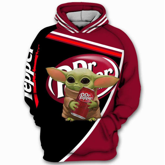 Dr Pepper Baby Yoda Star Wars All Over Print Hoodie, Zip Hoodie Moonbestprint