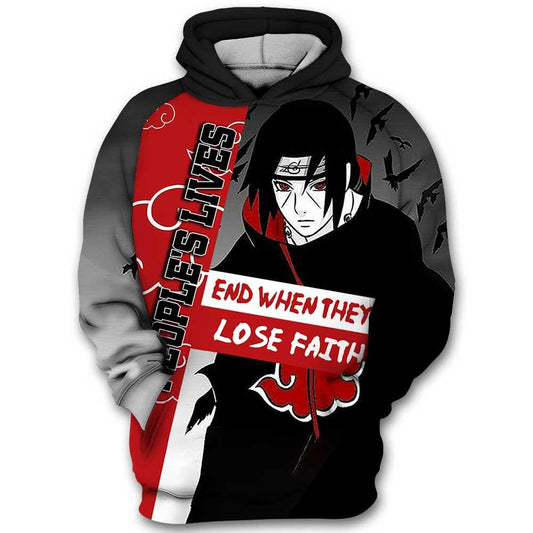 Itachi Uchiha Aktasuki Naruto Anime, Itachi People Lives End When They Lose Faith All Over Print Hoodie, Zip Hoodie Moonbestprint