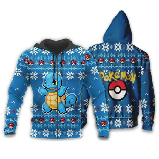 Squirtle Anime Pokemon Manga Ugly Christmas Sweater 1k867 Stylist Unisex Graphic Outfits Aop 3d Hoodie Zip Hoodie 2647 Moonbestprint
