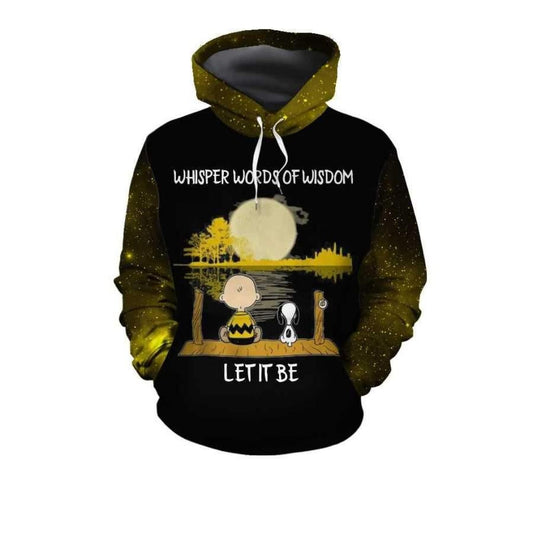 Snoopy The Peanuts, Snoopy And Charlie Brown Whisper Words Of Wisdom Let It Be Aop Hoodie Moonbestprint