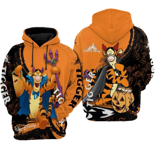 Winnie The Pooh Disney, Tigger Cosplay Evil Halloween Aop Hoodie Moonbestprint