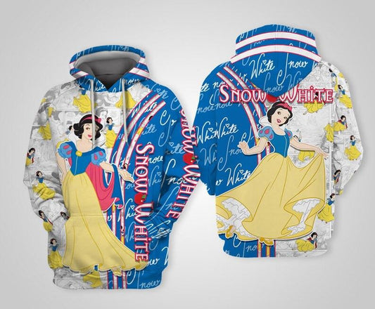 Snow White And Seven The Dwarfs Disney Cartoon, Snow White Princess Comics Book Patterns All Over Print Hoodie, Zip Hoodie Moonbestprint