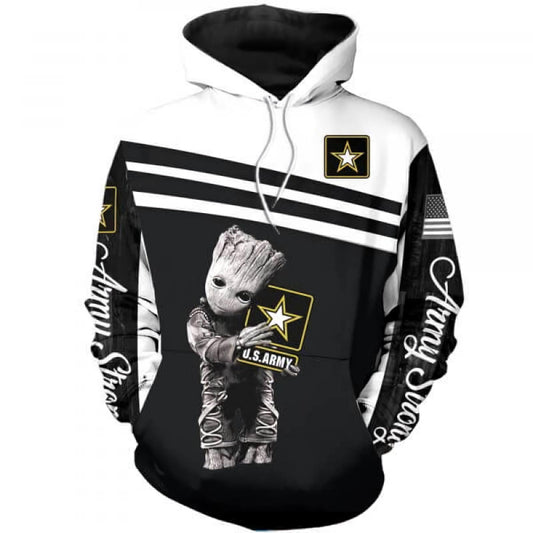Baby Groot Marvel Comics, Us Army Groot All Over Print Hoodie Moonbestprint